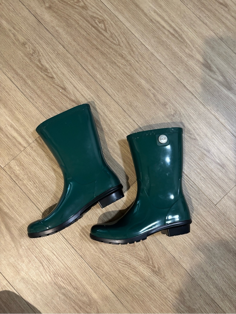 UGG Forest Green Glossy Rain Boots